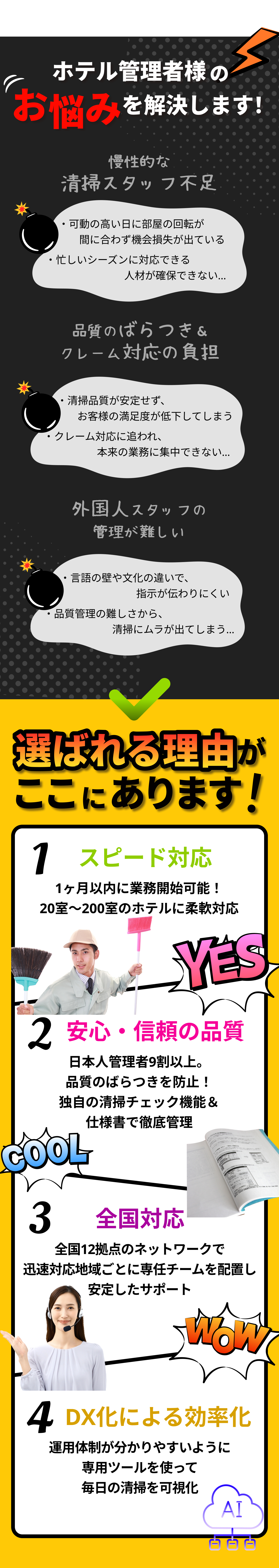 ホテル業者様のお悩みを解決します！